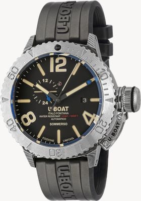 U-Boat SOMMERSO DAMASCO RIGHT (46mm) Black Dial / Black Vulcanised Rubber Strap 9988