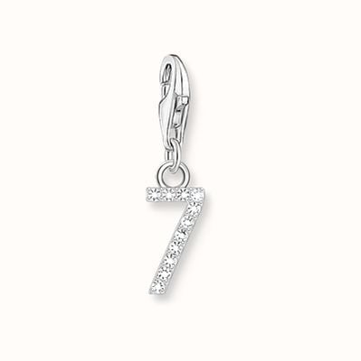 James Moore TH Silver Charm Pendant Number 7 with Cubic Zirconia 2131-051-21