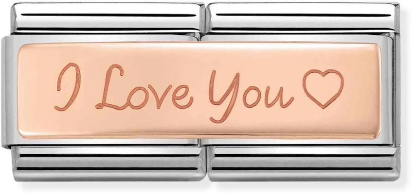 Nomination Classic I Love You 9ct Rose Gold & Steel Charm 430710/04
