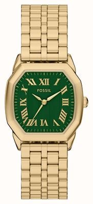 Fossil Women's Harlow (32mm) Green Dial / Gold-Tone Stainless Steel Bracelet ES5451