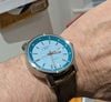 Customer picture of Mühle Glashütte 29er Big (42.4mm) Pacific Blue Dial / Brown Canvas Strap M1-25-39-CB