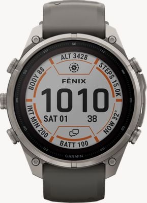 Garmin Fenix 9 Pro InReach Solar 47mm Premium GPS Smartwatch - Titanium With Pebble Grey Silicone Watch 010-04338-01
