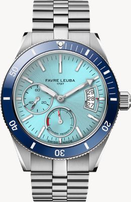 Favre Leuba Deep Raider Power-Reserve Automatic (40mm) Ice Blue Sunray Dial / Stainless Steel Bracelet Watch 00.20310.109.04.200