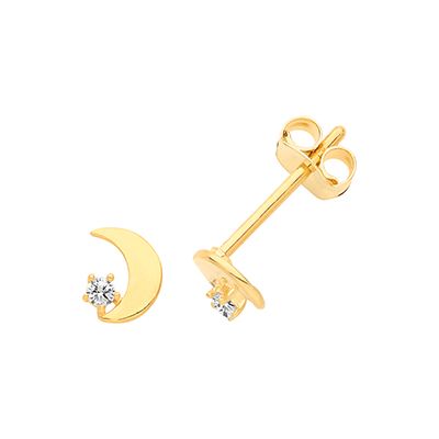 Treasure House ES660 9ct Yellow Gold Moon Cubic Zirconia Jewellery
