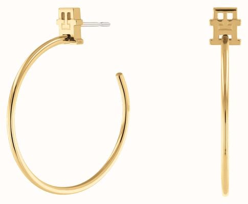 Tommy Hilfiger TH Initial Gold-Toned Stainless Steel Hoop Earrings 2780720