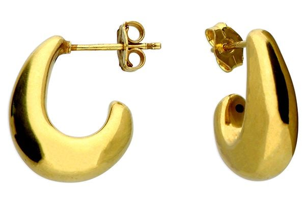 James Moore H6659/Y Gold Plated Curved Pear Shape Earrings Jewellery