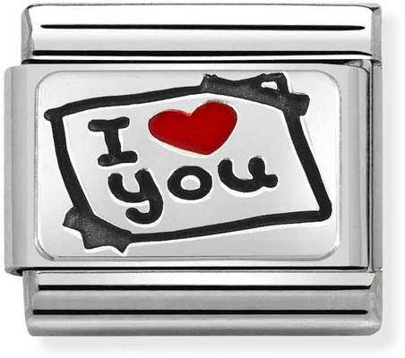 Nomination Classic I Love You Oxidised Sterling Silver & Steel Enamel Charm 330208/50