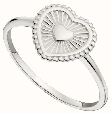 Elements Silver Silver Gold Plated Sun Ray Heart Ring R3769