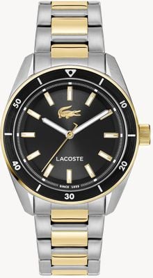 Lacoste BOSTON Three-Hand Quartz (39mm) Black Dial / Two-Tone Stainless Steel Bracelet 2011488