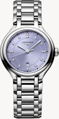 LONGINES PrimaLuna Quartz Diamond (30mm) Lavender Mauve Sunray Dial / Stainless Steel Bracelet L81424076