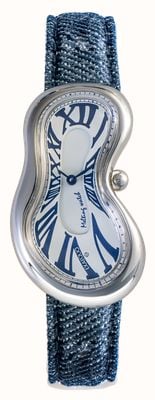 Exaequo Melting Watch Classic SS 316L (28mm) White Dial / Aging Denim Leather Strap EX 0001.0012