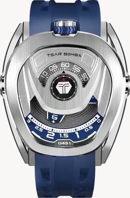 TSAR BOMBA Reactor Series Automatic (44mm) Silver & Blue Dial / Blue FKM Rubber Strap TB8213A-03