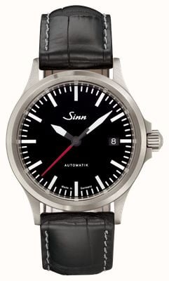Sinn 556 I RS | Black Alligator Embossed Leather Watch 556.0106 BLACK ALLIGATOR EMBOSSED WHITE STITCH