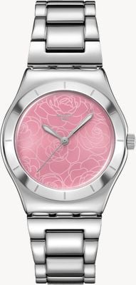 Swatch PETAL CHARM (33mm) Pink Floral Patterned Dial / Stainless Steel Bracelet YLS234G