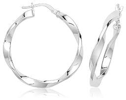 Silver 25mm Large Twisted Hoop Earrings G51371-25