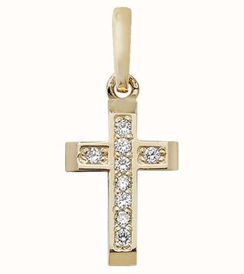 James Moore TH 9CT YELLOW GOLD CROSS CZ PENDANT PN991