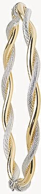 Ladies 9ct Yellow White Gold Ladies Hinged Bangle BN368WY