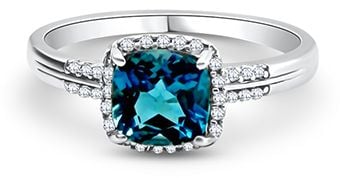 Treasure House 9ct White Gold Diamond & London Blue Topaz Ring J83094