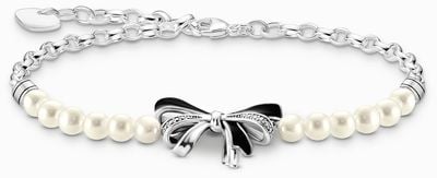 Thomas Sabo Lovely Romance Bow Bracelet Freshwater Pearls Sterling Silver A2171-167-11-L19V