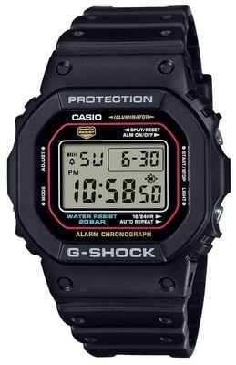 Casio G-Shock Iconic Alarm Chrono Illuminator (42.8mm) Digital Dial / Black Resin Strap DW-5600RL-1ER