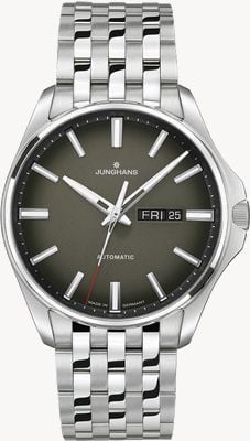 Junghans Meister S Automatic (English Date) (40.5mm) Matt Olive Green Dial / Stainless Steel Bracelet 27/4210.44