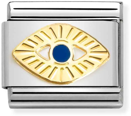 Nomination Classic Eye 18ct Gold & Steel Enamel Charm 030285/65