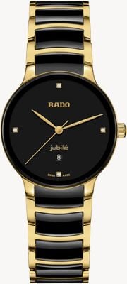 RADO Centrix Diamonds (30.5mm) Black Dial / Black High-Tech Ceramic & Gold PVD Stainless Steel R30025712