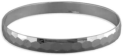 CME Leicester Limited Sterling Silver 8mm Solid Slave with Beehive Facets Bangle H1620