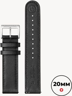 Mondaine Vegan Grape Leather STOP2GO Strap - Black - (20mm) (75-115mm length) FG2532020Q1