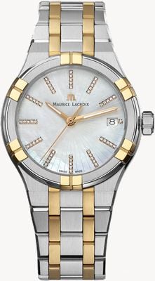 Maurice Lacroix Aikon Quartz Date (35mm) Mother of Pearl Dial / Two-Tone Stainless Steel Bracelet AI1106-PVP02-170-1