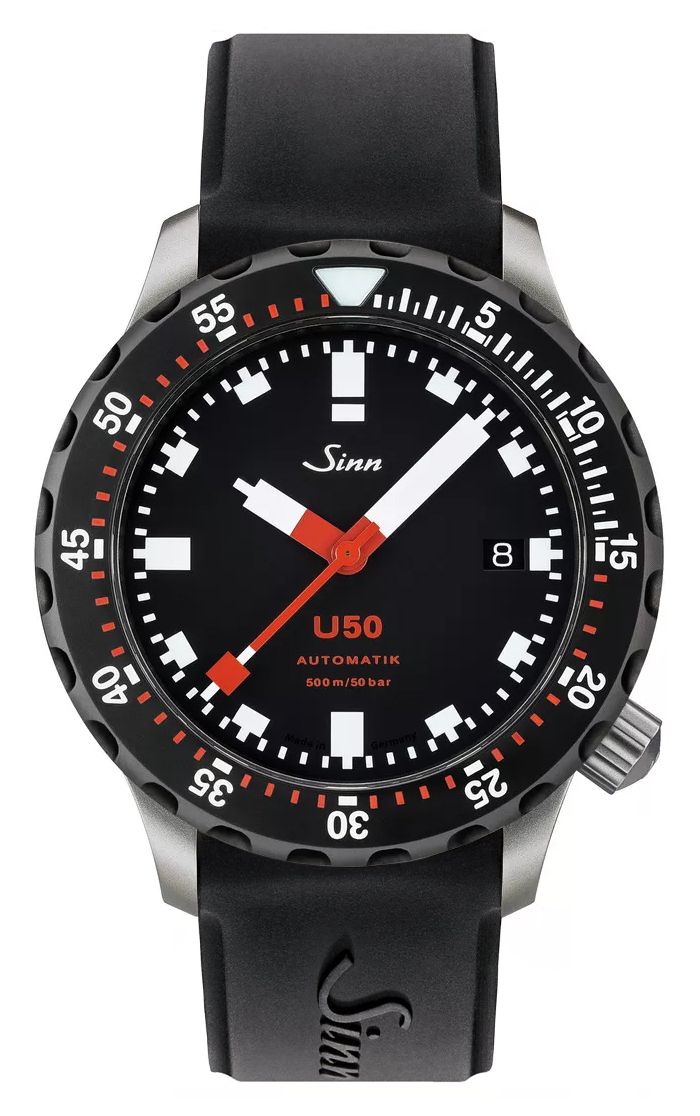 Sinn 1050.050 SILICONE U50 SDR TEGIMENT Black Silicone Strap Watch
