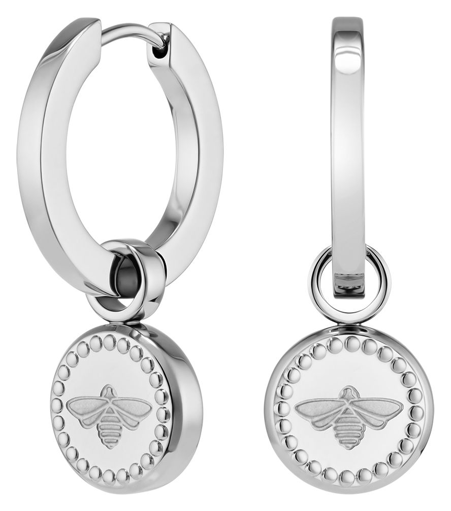 Olivia Burton 24100336 Ladies Silver Tone Bee Charm Hoop Jewellery