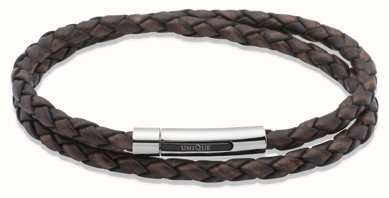 Unique & Co Dark Brown Leather |Steel Clasp | Bracelet B171ADB/21CM