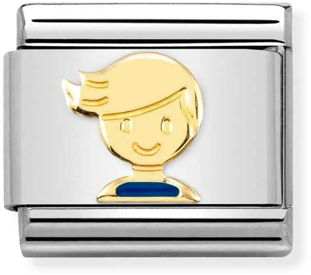 Nomination Classic Blue Boy 18ct Gold & Steel Enamel Charm 030272/67