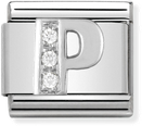 Nomination Classic Letter P Sterling Silver & Steel Cubic Zirconia Charm 330301/16