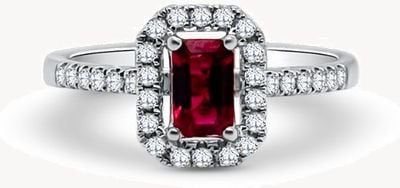 Clarity Jewellery Platinum Ruby 0.48ct And Dia 0.27ct Halo Ring J68888