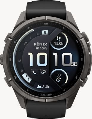 Garmin Fenix 9 Pro InReach 43mm Premium GPS Smartwatch - Carbon Grey Titanium With Black Silicone Watch 010-04335-11