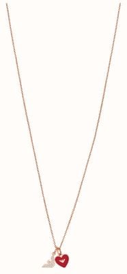 Emporio Armani Women's Rose Gold-Tone Crystal Set Logo and Heart Necklace EGS2957SET
