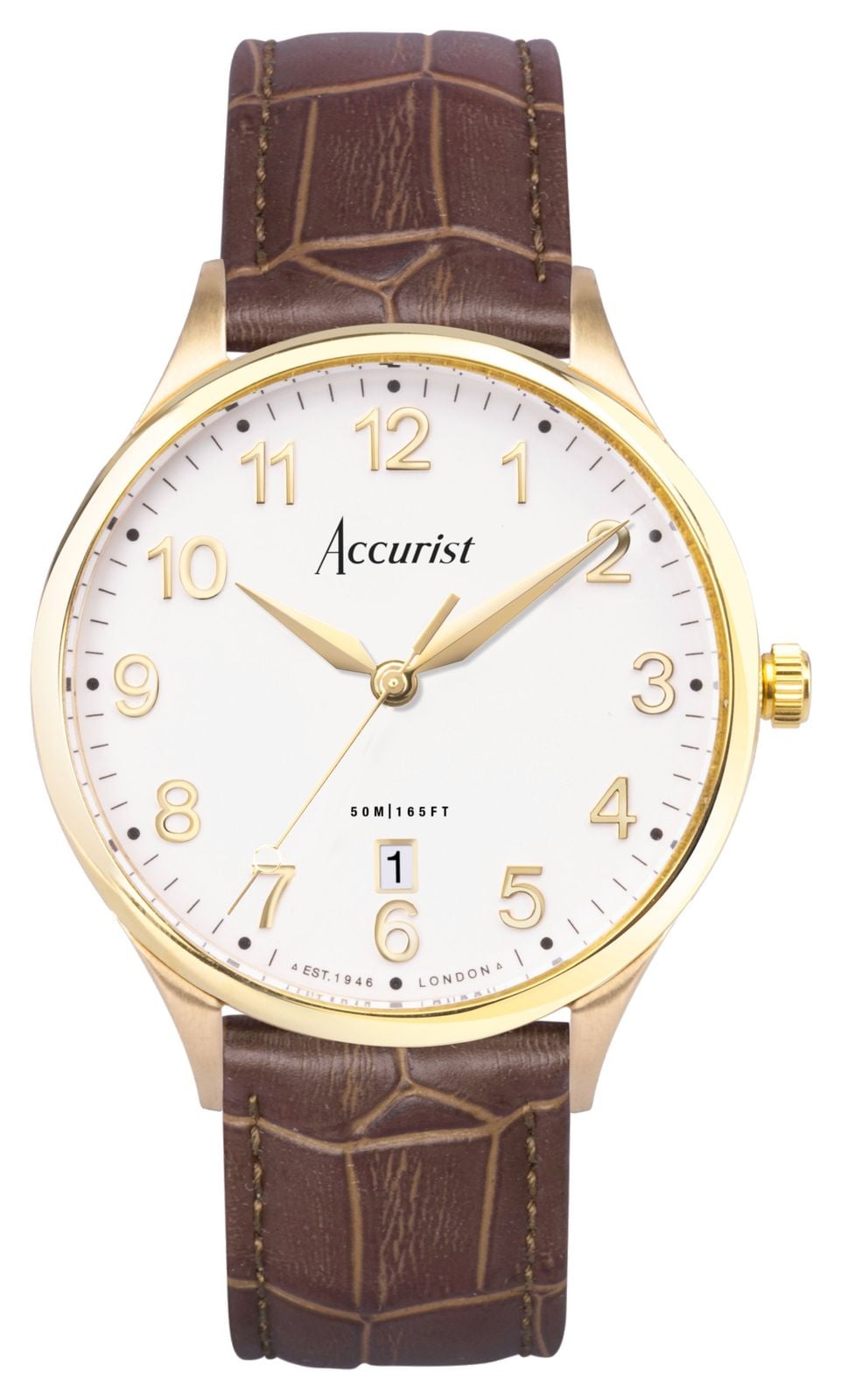 Accurist 73001 Men's Classic (37mm) White Dial / Brown Watch