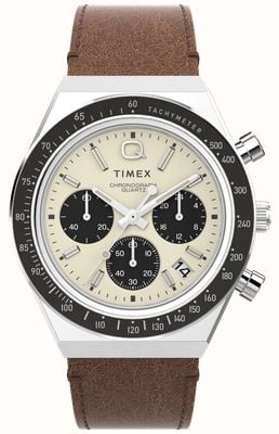 Timex Q Timex Chronograph (40mm) Cream Dial / Brown Leather Strap TW2V42800