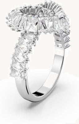 Swarovski Matrix Cocktail Ring Mixed Cuts Heart White Rhodium Plated Size 55 5647590