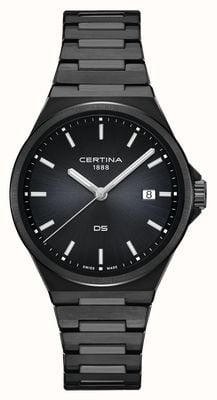 Certina DS-7 Quartz (39mm) Black Dial / Black Stainless Steel Bracelet C0434103305100