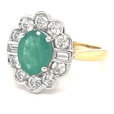 James Moore R547D1-E/AZ18Y 18ct Yellow Gold Emerald Cluster Jewellery