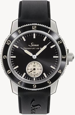 Sinn 104 Classic 12 Small-Seconds (41mm) Black Electroplated Dial / Black Silicone Strap 104.060 BLACK SILICONE