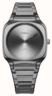 D1 Milano Square Gun Frame (37mm) Gun-Metal Sunray Dial / Gun-Metal Stainless Steel Bracelet SQBJ11