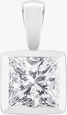 Perfection Crystals Single Stone Rubover Princess Cut Pendant (0.90ct) P5490-SK