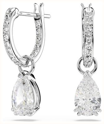 Swarovski Stilla Drop Earrings Pear Cut Round Cut White Rhodium Plated 5636716