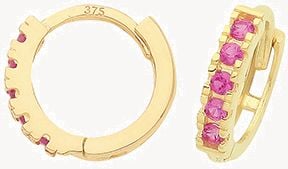 Treasure House 9ct Yellow Gold Pink Cubic Zirconia Hoop Earrings ER1179R