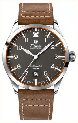 Tutima Glashütte Flieger Automatic (41mm) Gunmetal-Grey Dial / Brown Leather Strap 6105-03