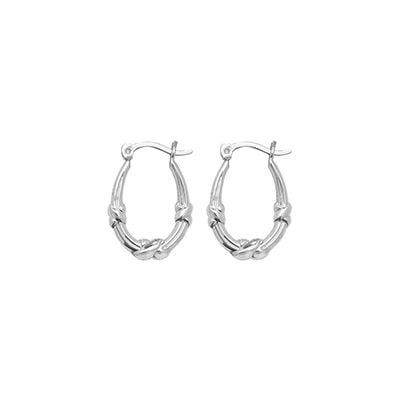 Treasure House G51040 Silver Oval Knoted Creole Hoop Jewellery